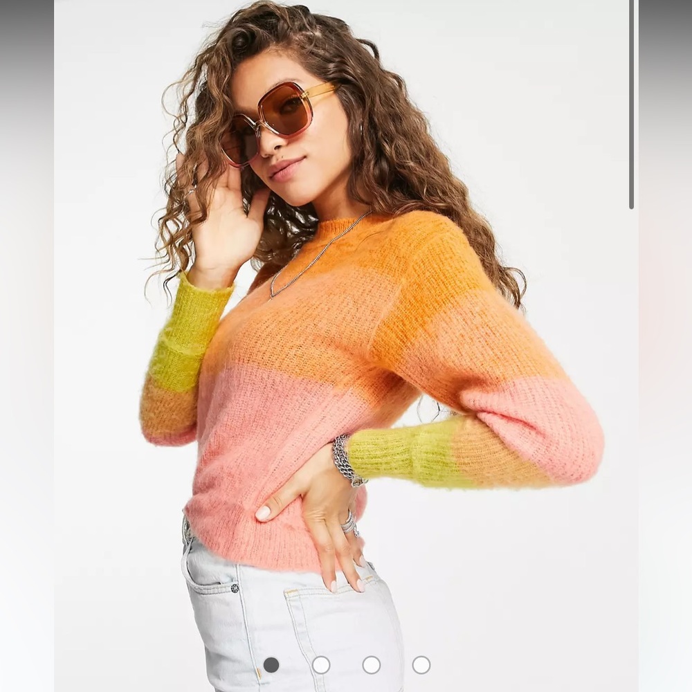 Free People autumn skye ombre fluffy knit sweater in orange multi